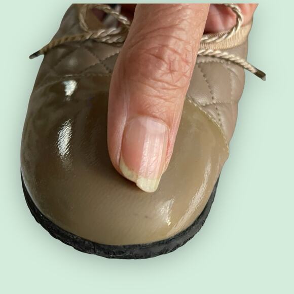 Paul Mayer Attitudes Taupe Quilted Leather Tan Cap Toe Ballet Flats Womens 10 - Picture 10 of 14